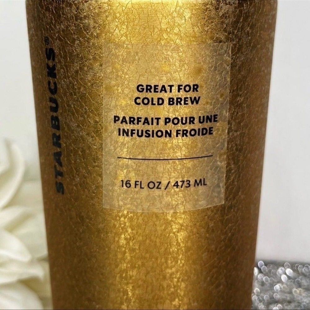 Starbucks Gold Flake Stainless Steel Cold Cup Nwt - Picture 4 of 4